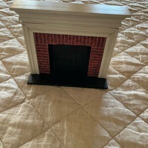 Charming White and Red Dollhouse Fireplace